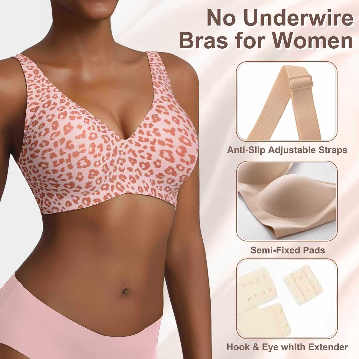 Women's Seamless Pink Leopard  - Full Coverage Bra review and price