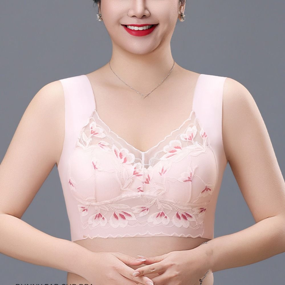 Breathable Plus Size Lace Wire - Plunge Bra Push Up review and price